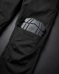 Close-up of knee pad pocket details on STRAUSS 1620 Worker Pants in meteorite