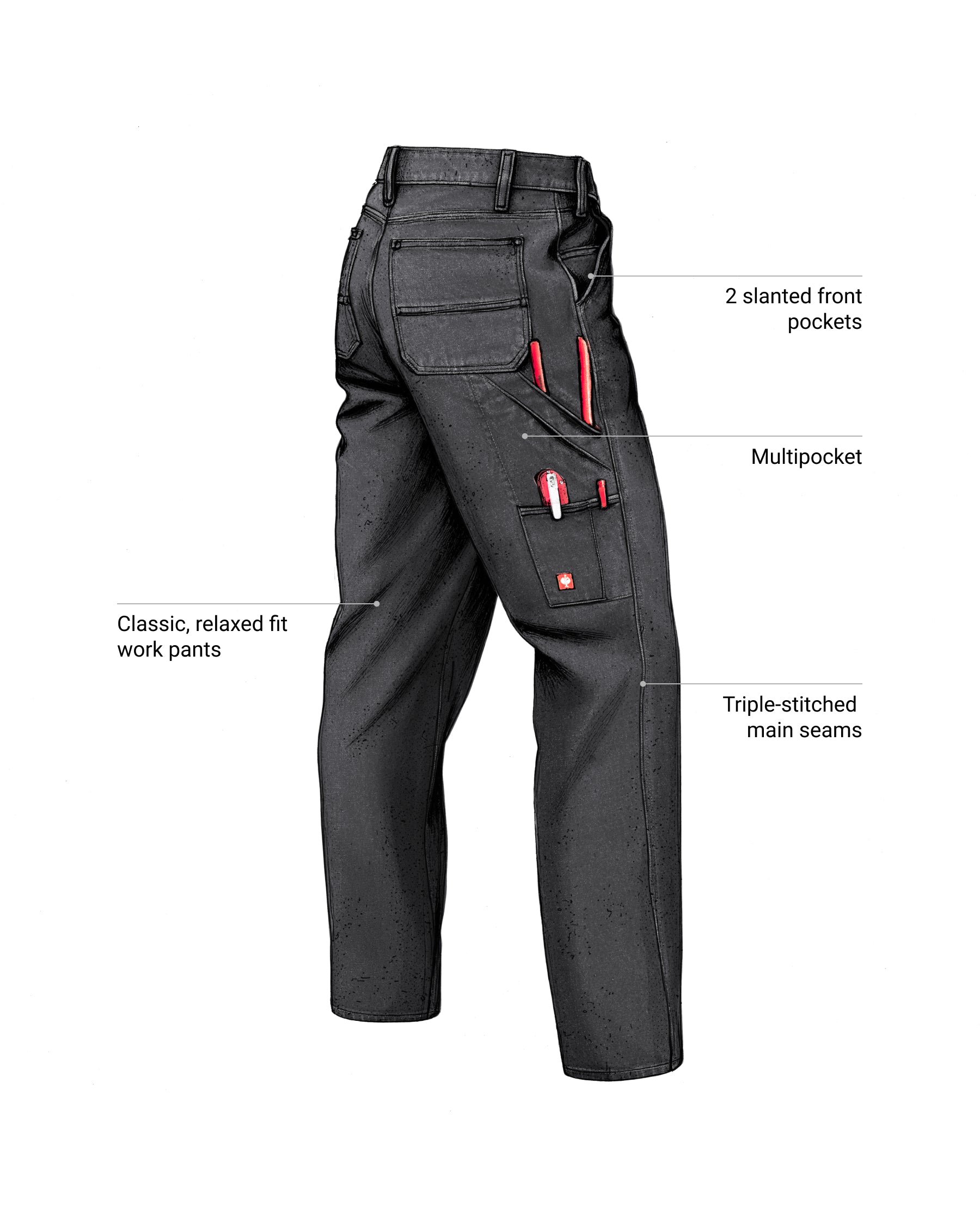 Feature view of Carpenter Jeans e.s.iconic in black, showing denim and pocket details
