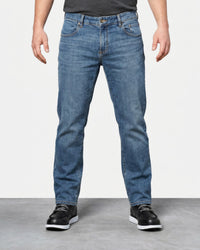 Power Denim 5-Pocket Jeans in stonewashed worn by a model, front view