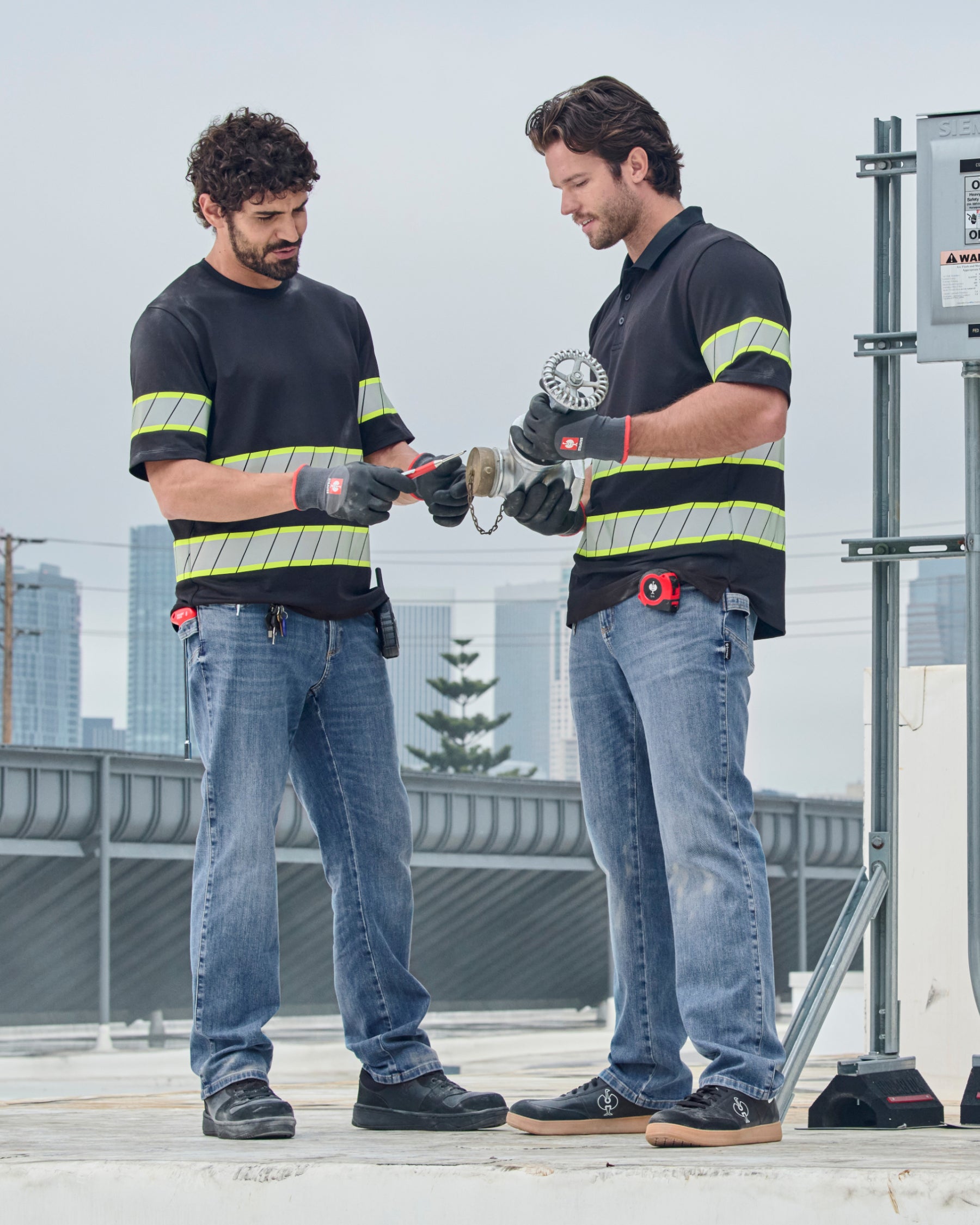 Power Denim 5-Pocket Jeans in stonewashed in use, showing fit and movement