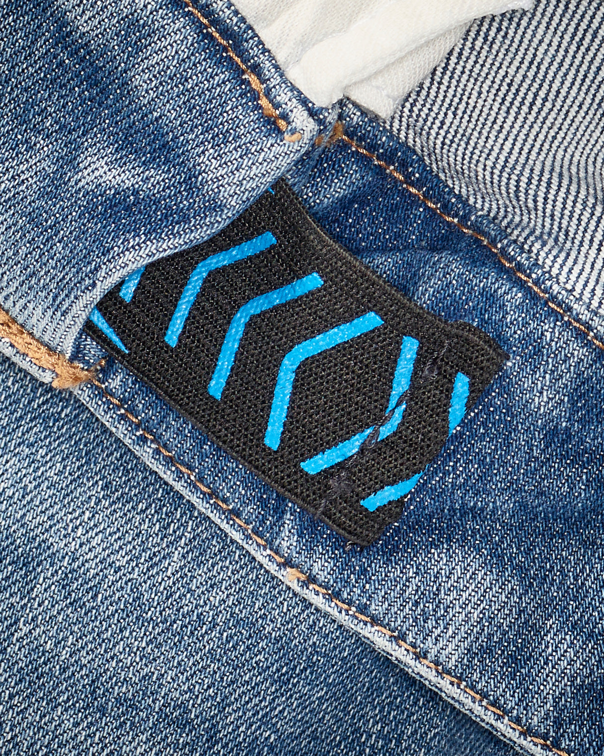 Close-up of waistband on Power Denim 5-Pocket Jeans in stonewashed