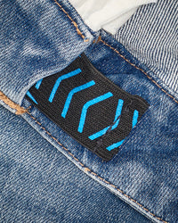 Close-up of waistband on Power Denim 5-Pocket Jeans in stonewashed