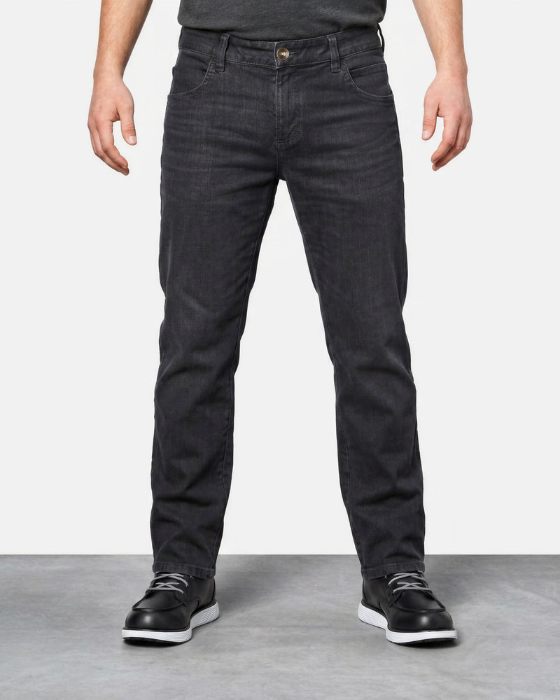 Power Denim 5-Pocket Jeans in blackwashed worn by a model, front view