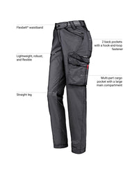 Feature view of Women's Cargo Work Pants e.s.trail pure in black/carbon gray, showing cargo pocket details