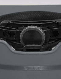 Close-up of the black adjustable dial on the STRAUSS Baseball Style Hard Hat in gray, featuring a textured grip and gear-like edges that allow you to easily tighten or loosen the fit for optimal multi-directional impact protection.