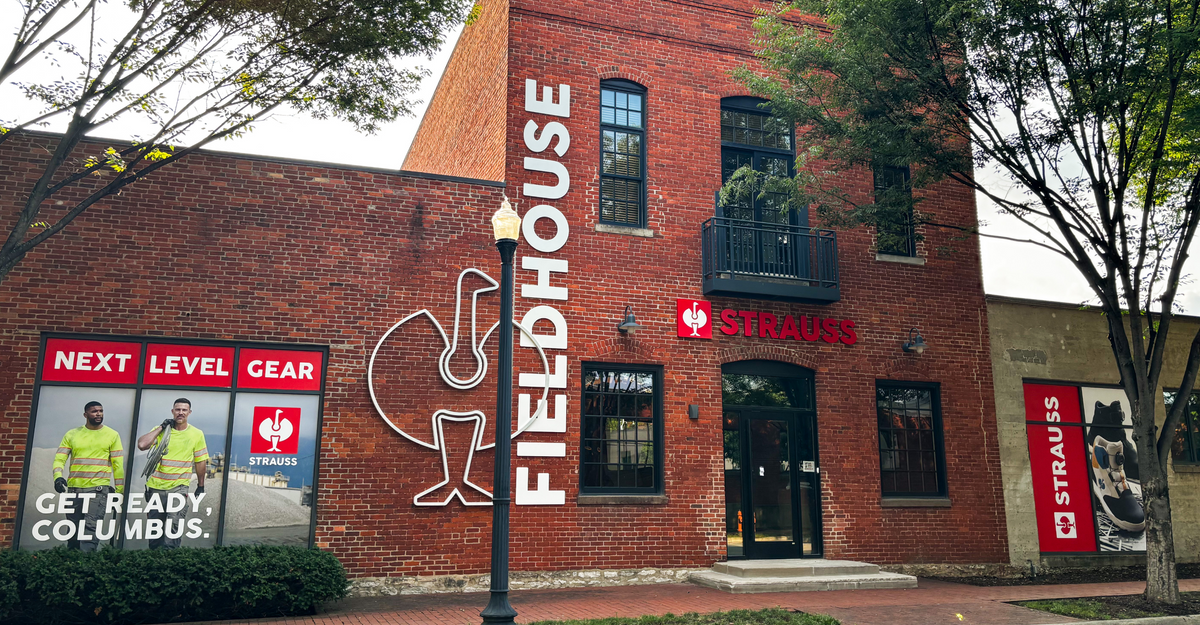 An image of the entrance of the STRAUSS store in Columbus