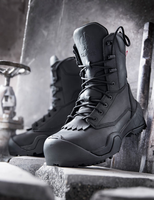 a pair of black boots