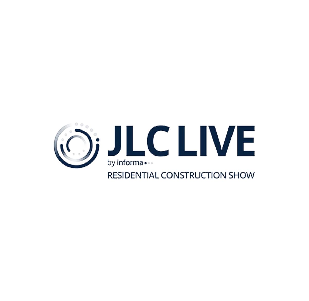 JLC LIVE logo with a circular abstract design on the left and the text JLC LIVE by Informa Residential Construction Show on a white background.