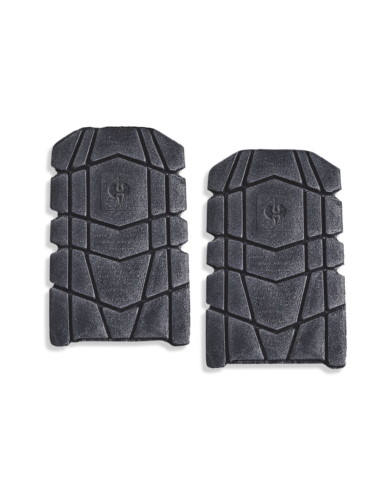 Pair of black protective pads on a white background
