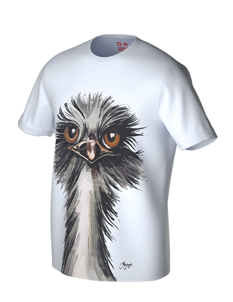 T-Shirt white with ostrich mural