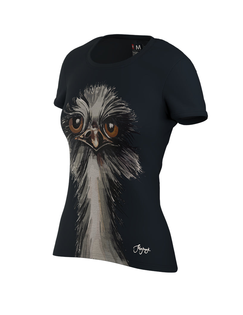 T-Shirt black with ostrich mural