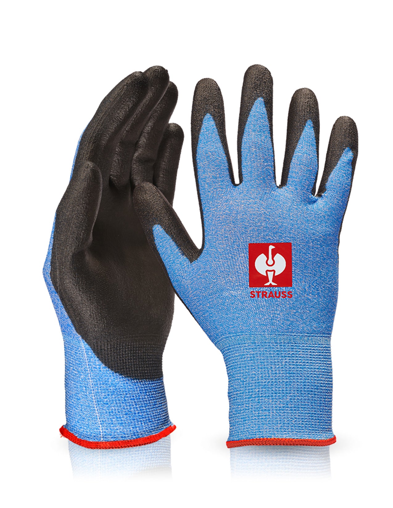handschuhe protector STRAUSS | PU Cut Protection Gloves with Comfort Skin (Cut A2) | High-Performance Gear & Accessories For Every Job Site | Black/blue Melange