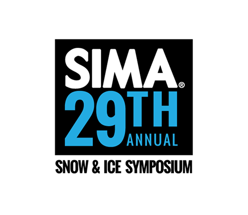 Logo for the 29th Annual SIMA Snow & Ice Symposium on a white background