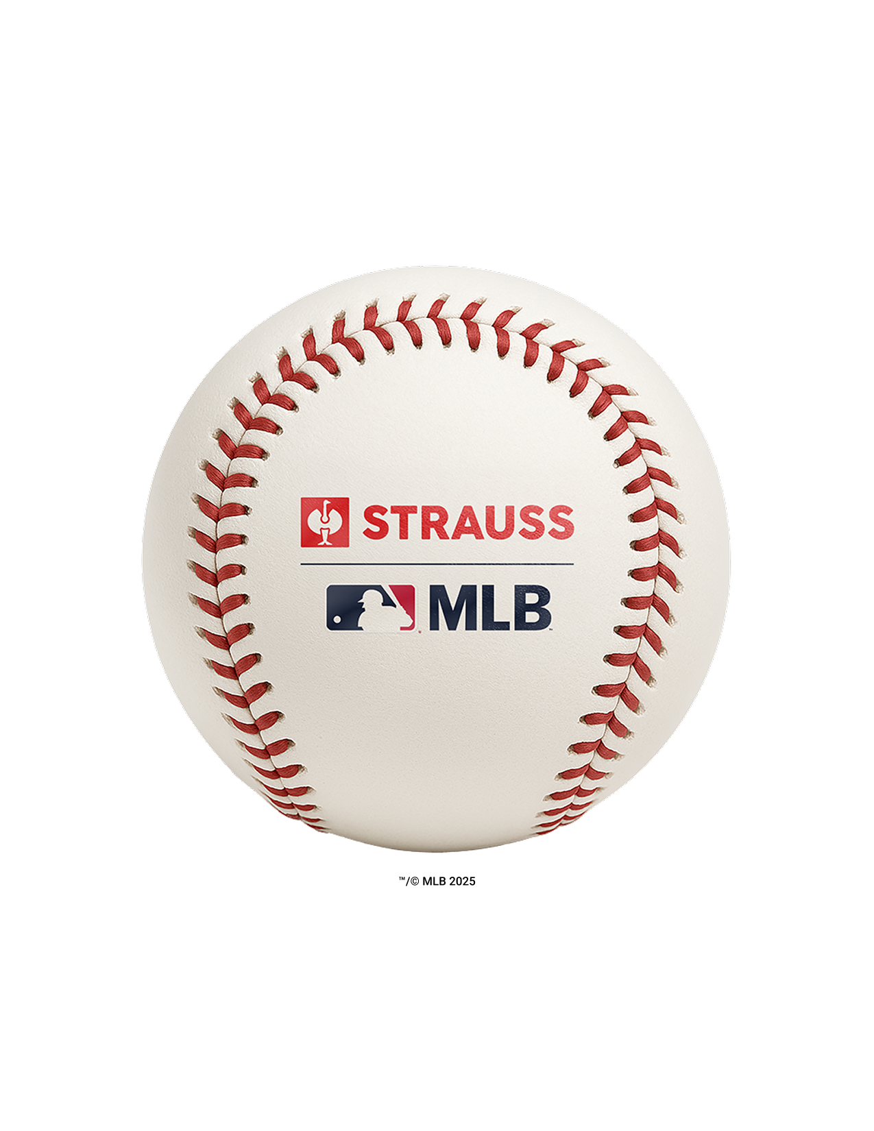 Baseball with STRAUSSxMLB partnership logo