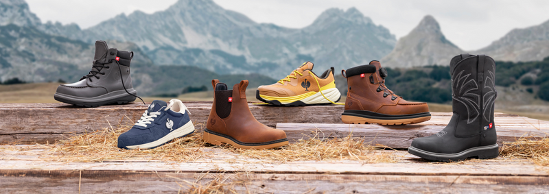 6 pair of safety shoes and boots