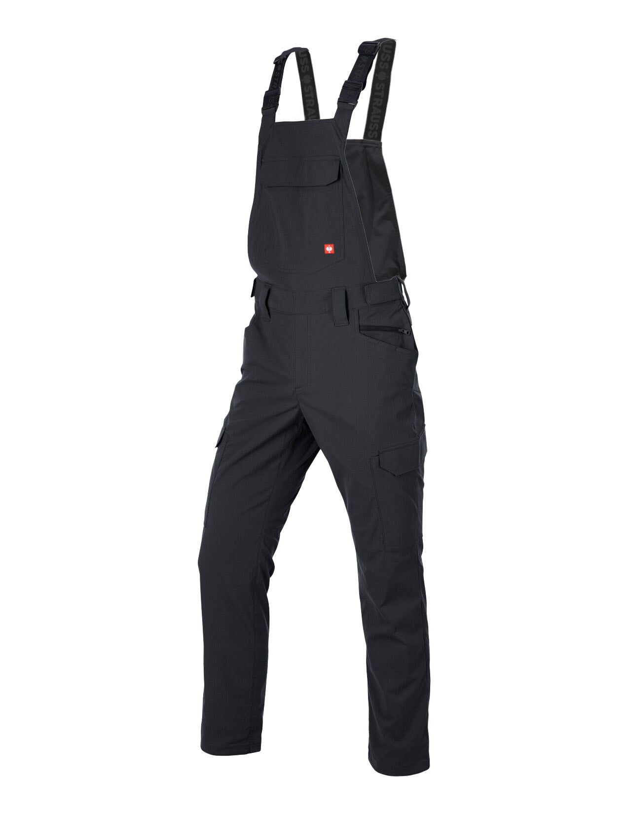 Black Stretch Ripstop Cargo Work Bib Overalls e.s.t:aktik