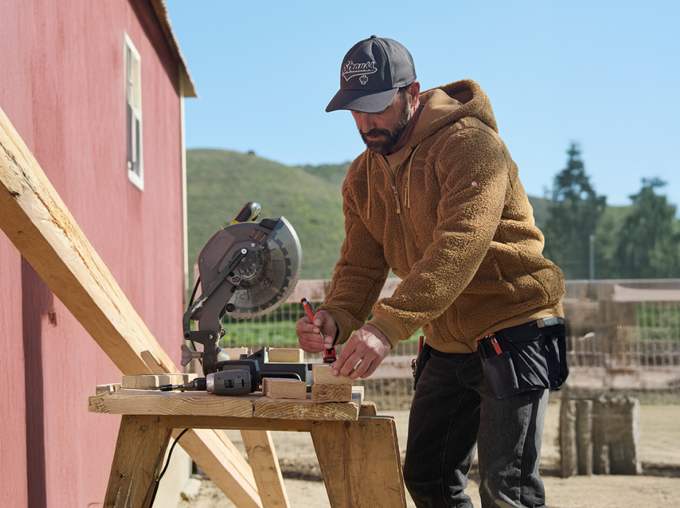 A man working on a workbench