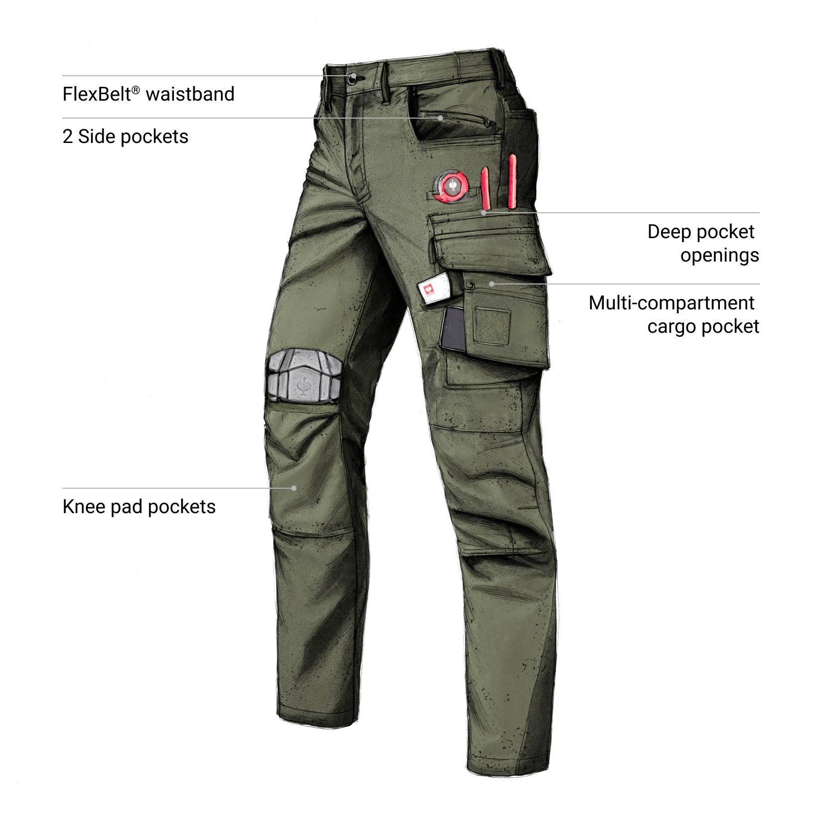 Cargo Work Pants e.s.motion ten | Strauss