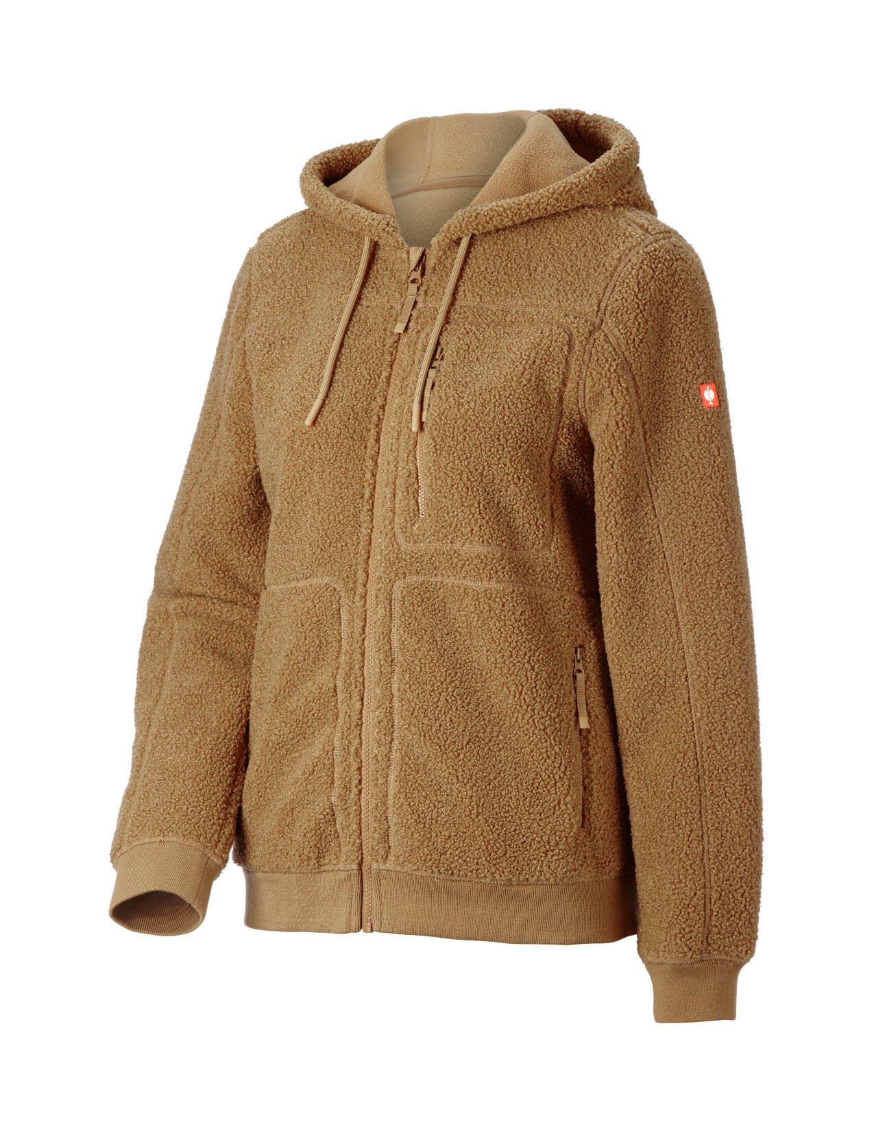 Women's Hooded Sherpa Fleece Jacket e.s.e:pic, almondbrown