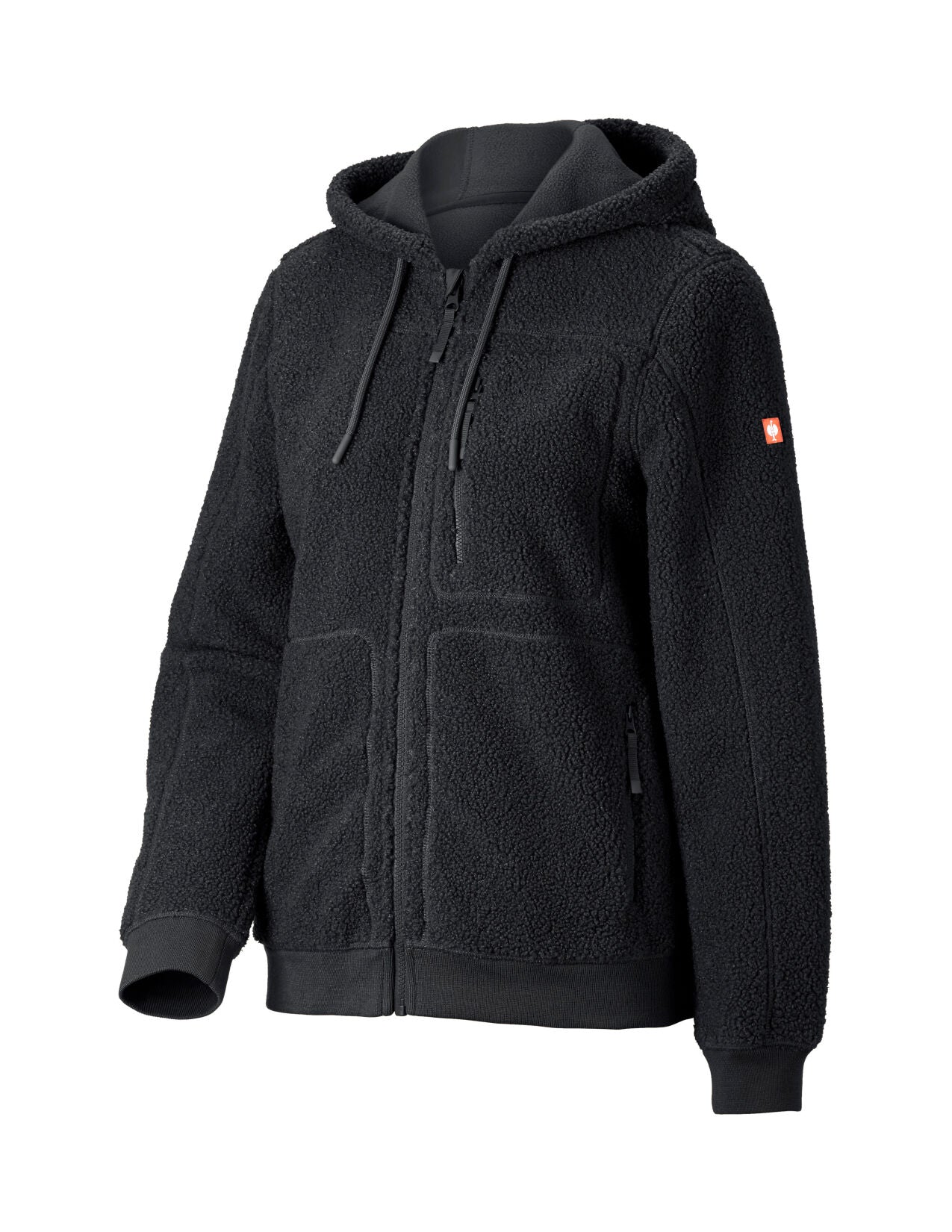 Women's Hooded Sherpa Fleece Jacket e.s.e:pic, black