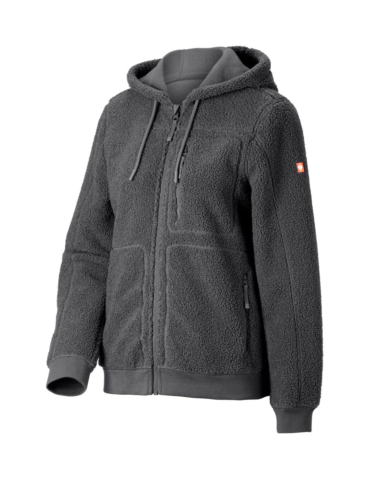 Women's Hooded Sherpa Fleece Jacket e.s.e:pic, carbongrey