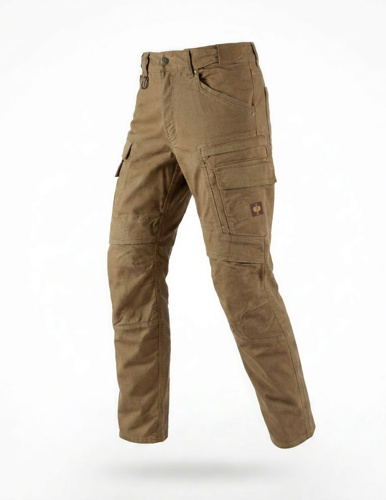 Brown cargo pants on a white background