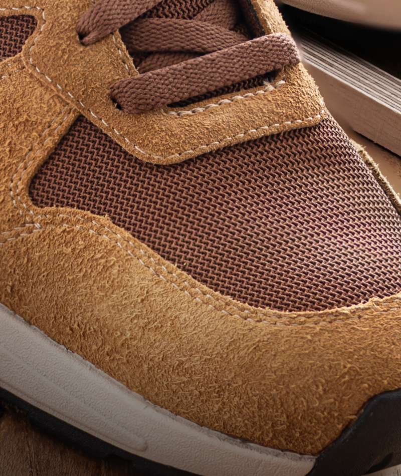 Close-up of STRAUSS Canberra Steel Toe Work Shoe showing the laces, collar, and upper material.