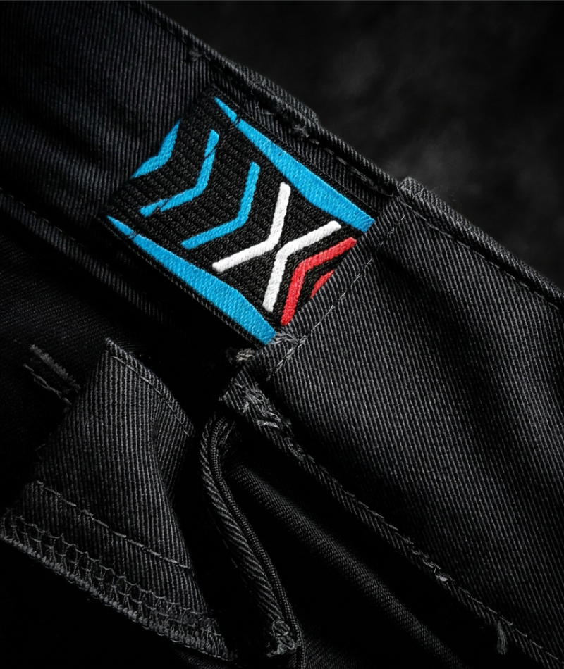 STRAUSS e.s.motion ten Cargo Work Pants on a clean product feature card.
