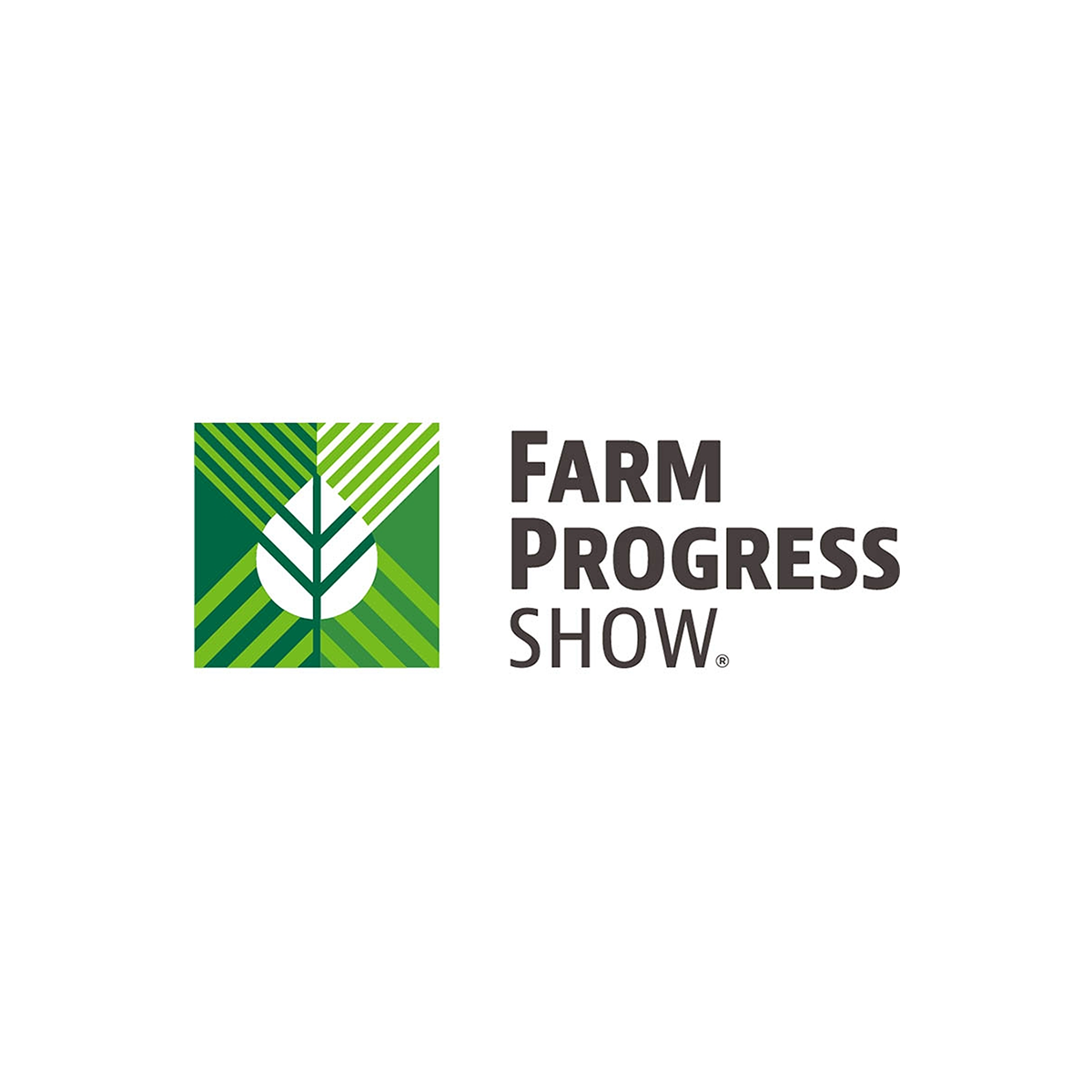 Logo of the Farm Progress Show with green and white design on a white background