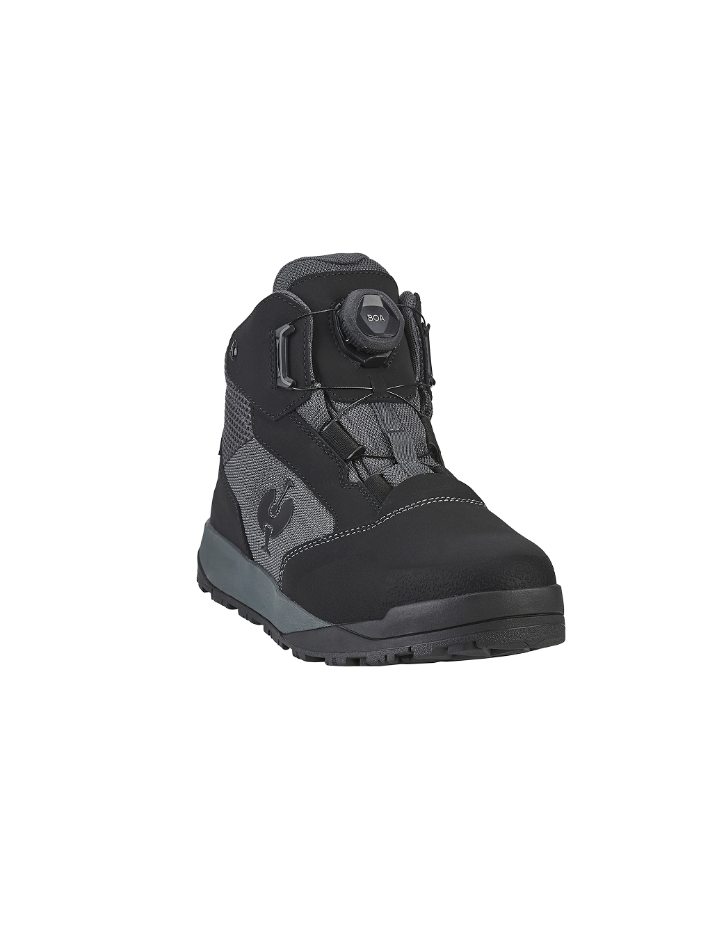 STRAUSS Murcia Mid Steel Toe Work Boot in carbon grey, seen from the front 3/4 angle, on a light grey background