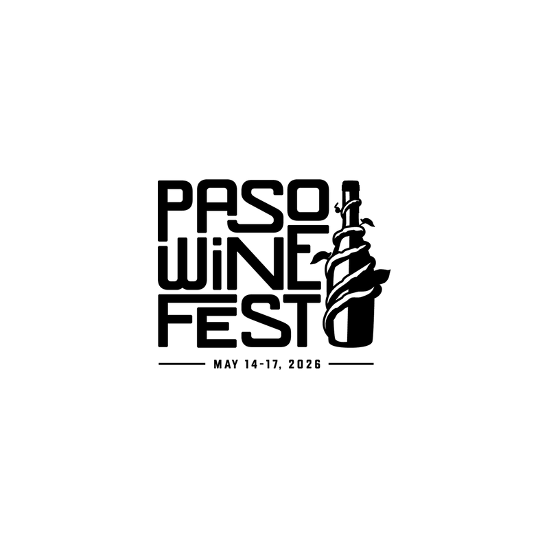 Paso Wine Fest logo with a wine bottle graphic on a white background