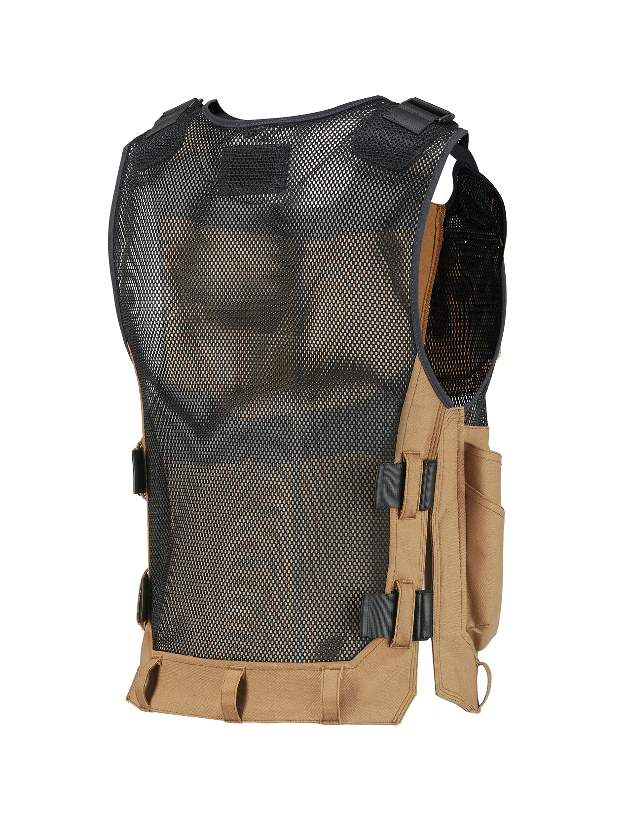 Tool vest with mesh back and beige front on a white background
